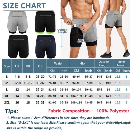 Pantalones cortos de gimnasio 2 en 1 para hombre entrenamiento deportivo correr culturismo entrenamiento fitness - Imagen 2 de 35