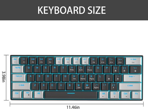 Compact 61 Keys Mechanical Gaming Keyboard With Red Switches And Blue Led Lights - Picture 8 of 9