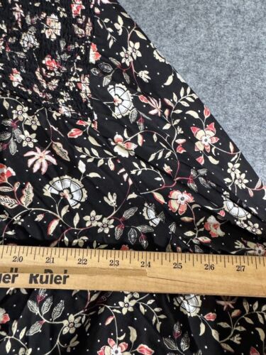Old Navy Top Womens XXL Black Floral Balloon Sleeve Boho Peasant Dark Fairy - Picture 4 of 7