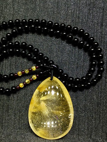 Yellow Natural Citrine Hair Crystal Rutilated Quartz Polished Stone Craft Gift - Bild 12 von 12