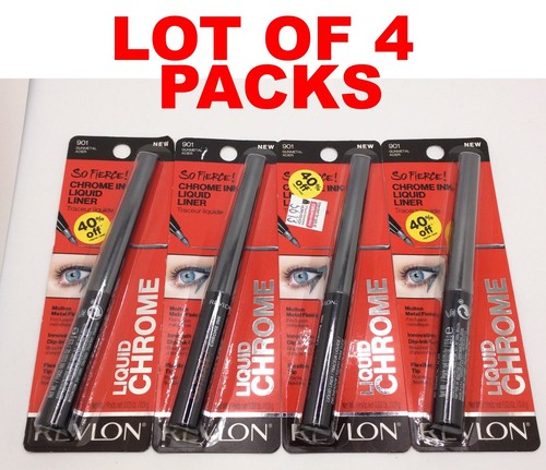 Revlon So Fierce Chrome Ink Liquid Eyeliner, Dip Ink Cap, 901 Gunmetal, 4/PACKS - Picture 1 of 3