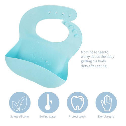 Baby Feeding Bib Apron Smock Silicon Waterproof Easy Clean 0-6 Toddler Kid Pouch - Picture 9 of 34
