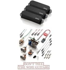 EMG S SET BLACK 3 ACTIVE SINGLE COIL PICKUPS FOR STRAT SWITCH, POTS & WIRING