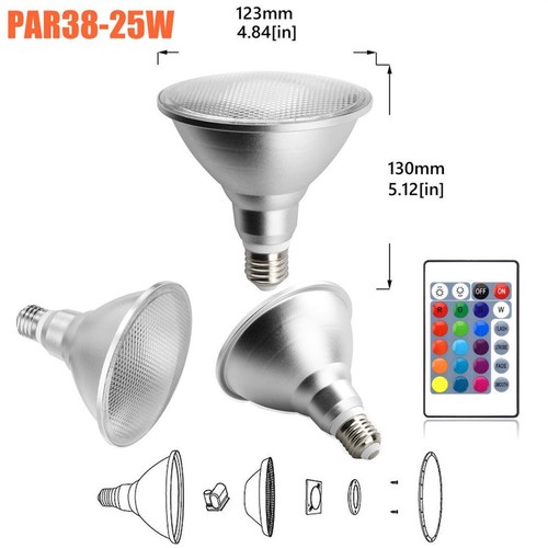 Dimmable Waterproof RGB LED PAR30 PAR38 Light E27 15W 25W Lamp 220V 240V 110V - Picture 15 of 15