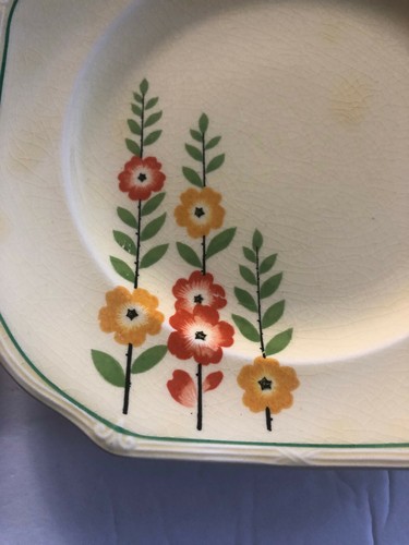 Taylor Smith Taylor TST60 Yellow Red Flowers Tall Stems Leaves LOT BREAD PLATES - Picture 6 of 11