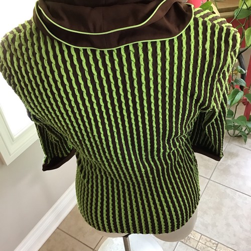 Samuel Dong Meryl Blend 3/4 Sleeve Textured Zip Jacket Size XL Brown / Green - Picture 9 of 9