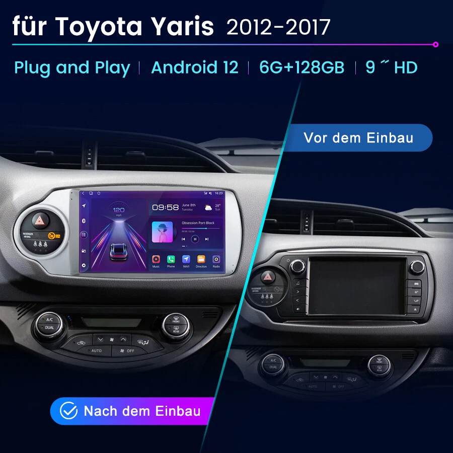 2+64GB Für Toyota Yaris 2011-2018 Android 14 Autoradio CarPlay GPS Navi RDS BT - Bild 2 von 4
