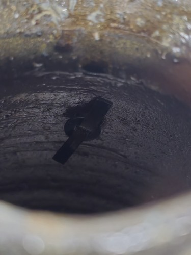 Antique Japanese pottery Jar jug  Pinched Bizen ware With Metal Ring Studio Mark - Picture 11 of 24