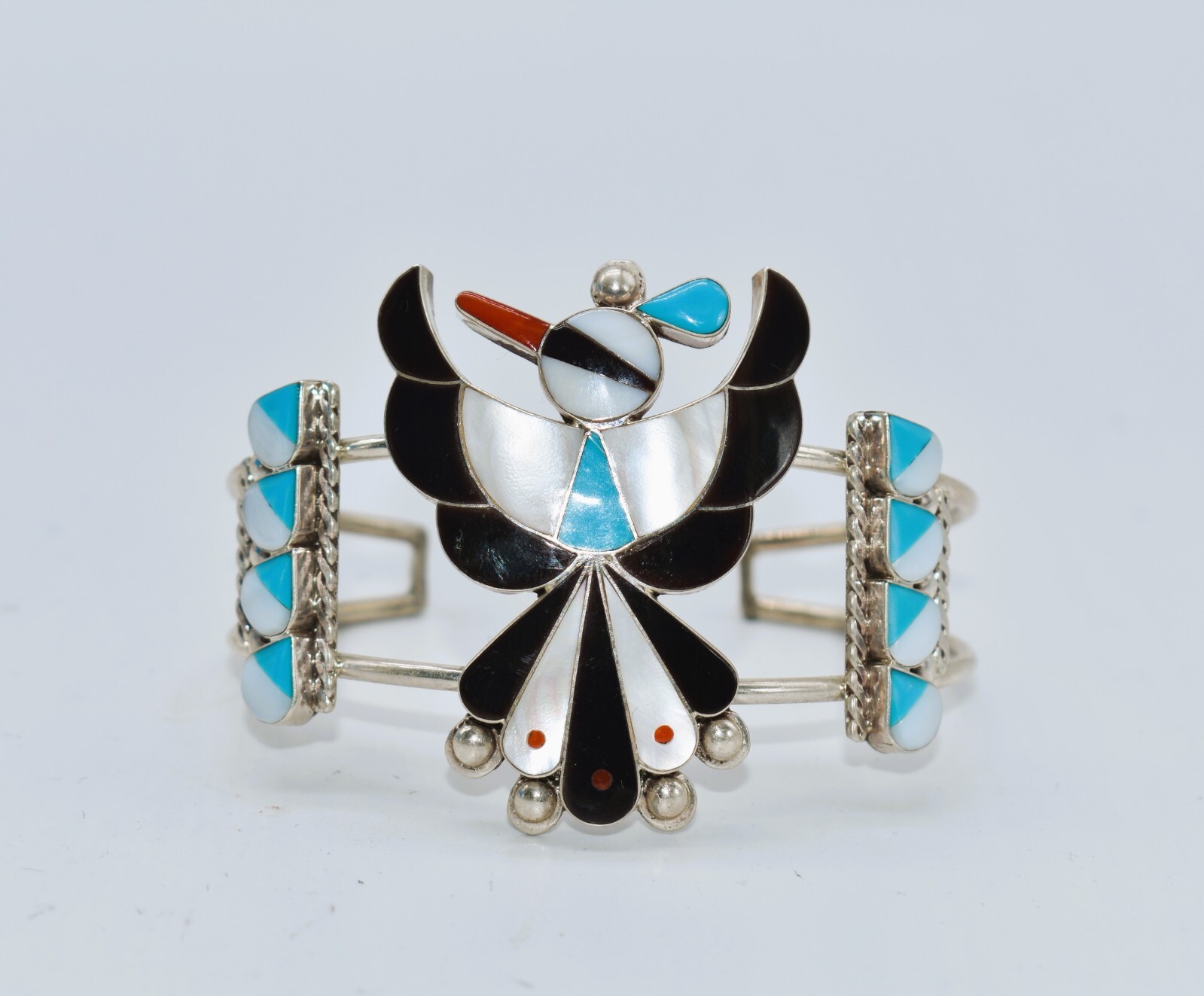 Leagus Aniyite Zuni Inlay Thunderbird Sterling Silver… Gem