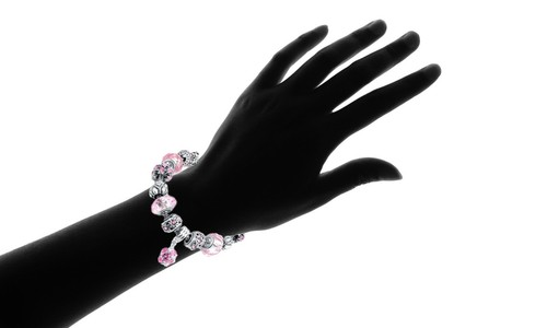 18K White Gold Plated Crystal CZ Charm Bracelet Made with Swarovski Elements - Picture 9 of 11