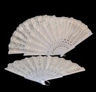 1 Fächer Weiß/Silber  Taschenfächer Paris Handfächer Flamenco Tanz Wedler Fecher