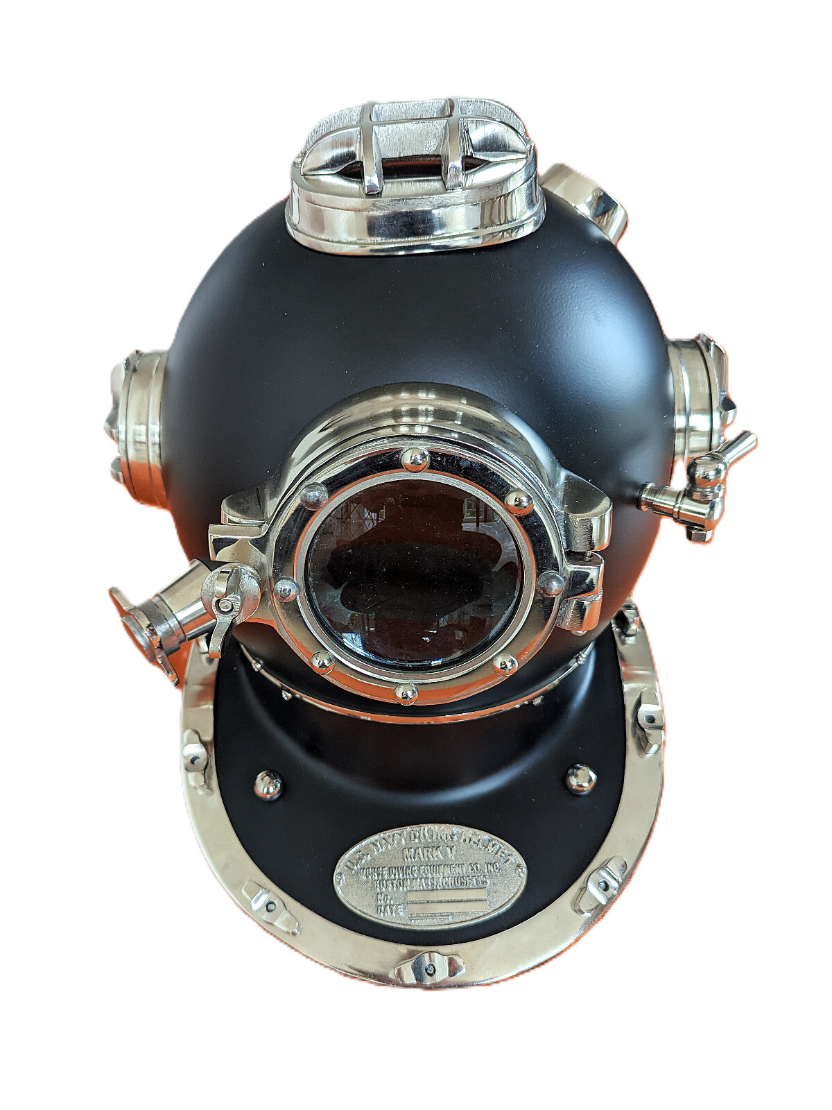 Taucherhelm schwarz-silber maritim Dekoration massiv Eisen individuell H41,0cm