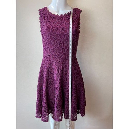 Jodi Kristopher Women Fit Flare Lace Dress Scallop Armhole 6544-XP9M Purple SZ 9 - Picture 3 of 8