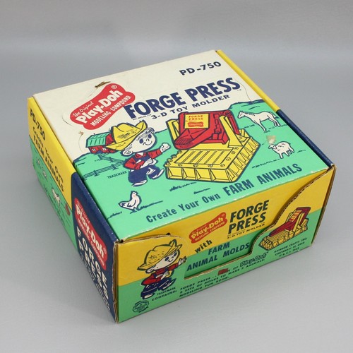 Vtg 1962 Play-Doh Forge Press con Farm Animals Molds Store Display Box - Imagen 2 de 12