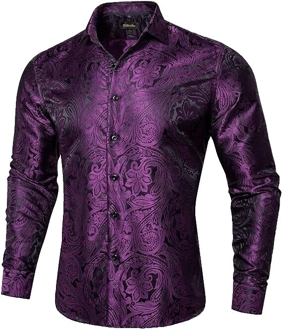 Silk Blend Paisley Dress Shirts for Men