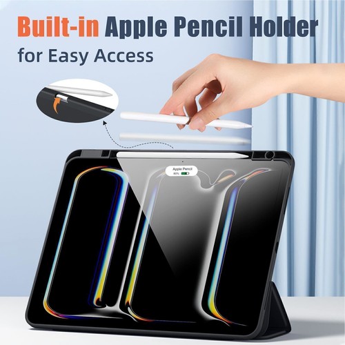 For iPad 7/8/9/10/11th Gen A16 Air M3 6 5 4 Pro 11 13 Smart Case with Pen Holder - Picture 11 of 56