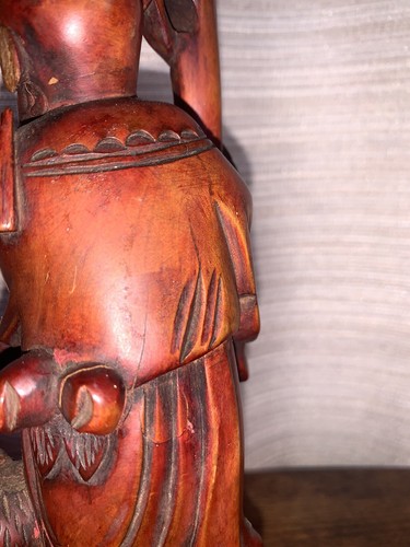 "Escultura china envejecida de raíz tallada a mano Shoulou peces grúa Lao Tzu de 8""" - Imagen 6 de 12