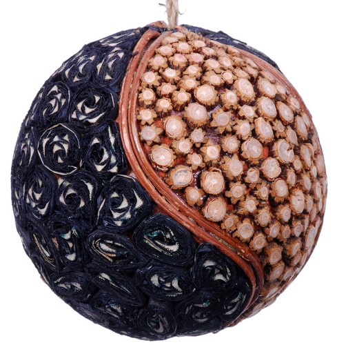 Wood Slice Mosaic Leaf Decorative Ball Ornament Natural Christmas Tree 531a - Bild 1 von 12