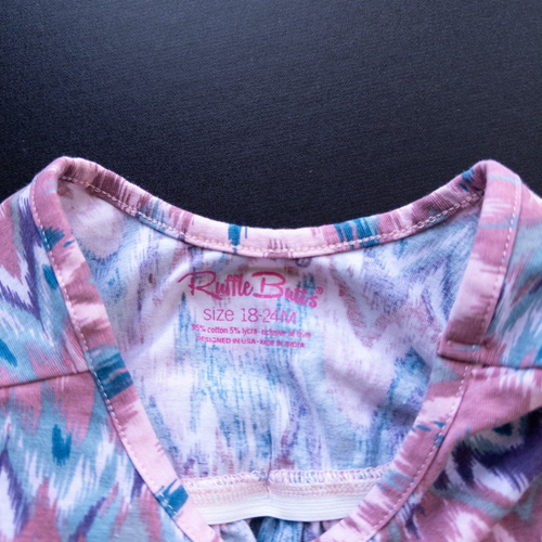 Rufflebutts Stretch Jersey Watercolor Chevron Twirl Dress Pink Sz 18-24m - Picture 7 of 10