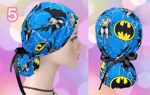 Spiderman ponytail scrub cap, Wonder Woman ponytail scrub cap, batman scrub cap - Picture 9 of 26