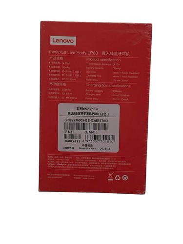 Lenovo Think Plus Live Pods LP80 -White- New in Sealed Box - Zdjęcie 2 z 4