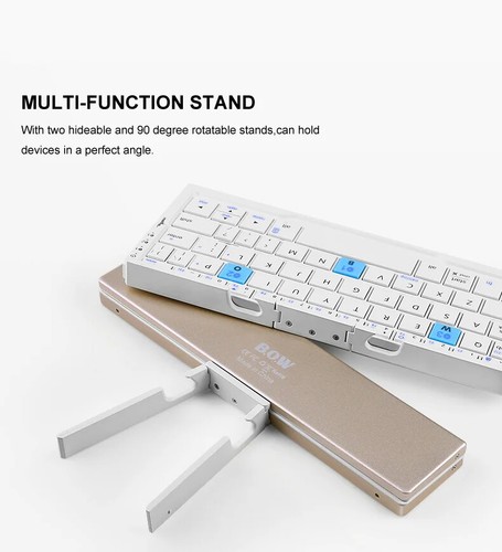 Mini Folding Bluetooth Keyboard Wireless Keypad Support3 Devices With Stand - Picture 13 of 23