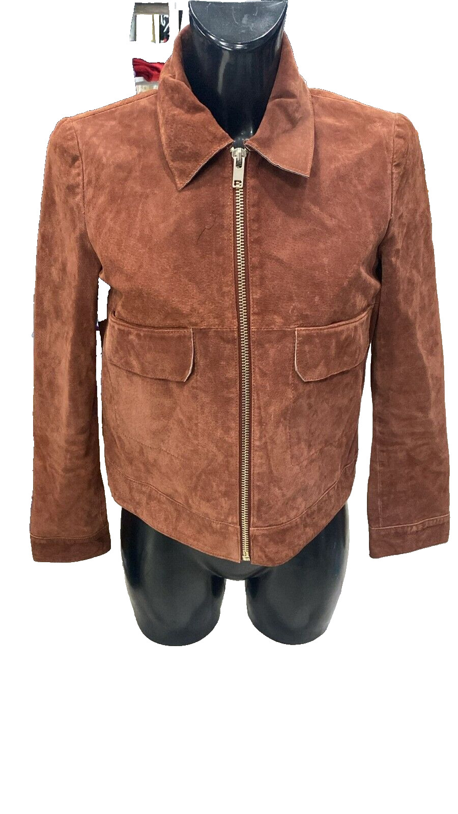 Mango Leather Jacket Used Woman Size M Brown (Terracotta) XXE51L