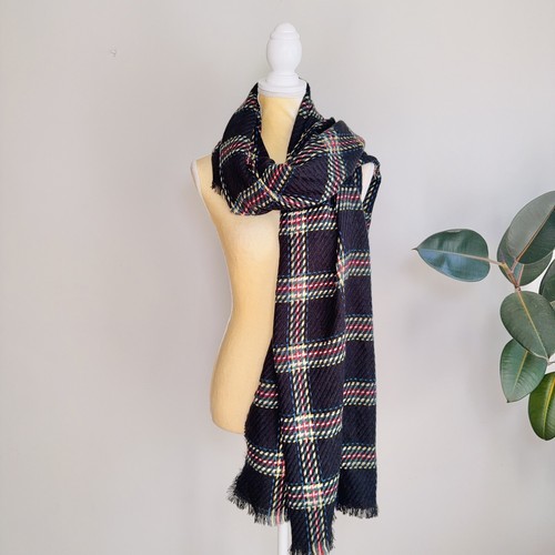 Cejon Women’s Lightweight Plaid Blanket Wrap Black - Picture 2 of 6