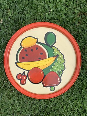 Vintage Fruit Watermelon Banana Grapes Lemon Lime Bar Serving Tray  sj11h7s