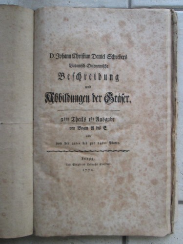 SCHREBER : BESCHREIBUNG DER GRÄSER, 1769/79. 40 pl. coloriées. Ex. de WALLROTH. - Picture 17 of 24