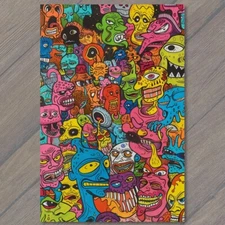 Art Print Monsters Colorful Trippy Psychedelic Surrealism Doodle Art Graffiti Fu
