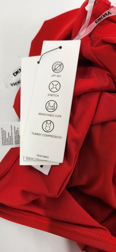 DKNY Women's Red Halter Top One Piece Swimsuit, Size Large, Tummy Compression - Picture 8 of 9