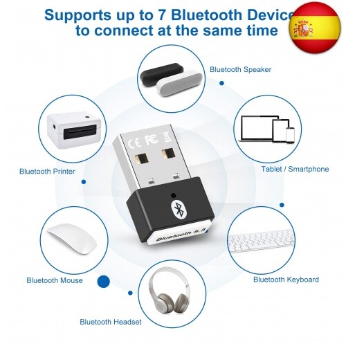 Bluetooth USB 5.3 - Adaptador Bluetooth PC (EDR & BLE) - Mini USB Bluetooth - Imagen 4 de 7