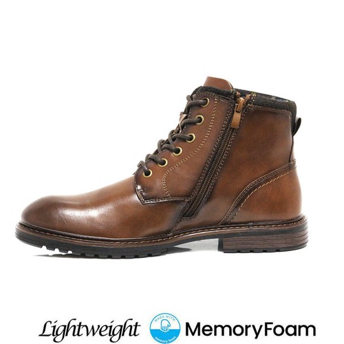 Mens Army Military Boots Memory Foam Ankle Walking Biker Combat Chukka Shoes - Picture 8 of 20