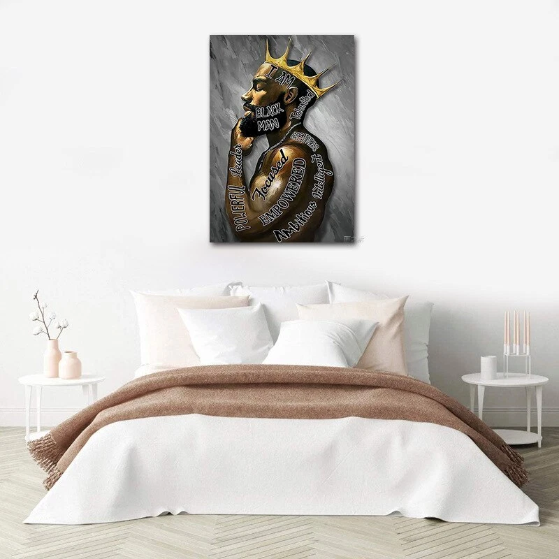 Póster Rey Negro Afroamericano Hombre Negro Lienzo Pintura Arte de Pared Decoración del Hogar Foto 3 de 3