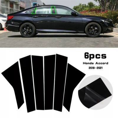 Black Honda Pillar 2018-2021 Posts 6pcs/Set Accord Trim Door Piano Cover Window