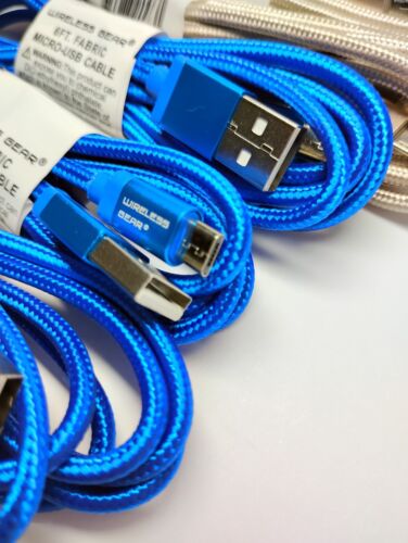 Wireless Gear 6FT. Fabric USB to USB-C Charging Cables 6 PACK (3 blue 3 gold) - Picture 2 of 3