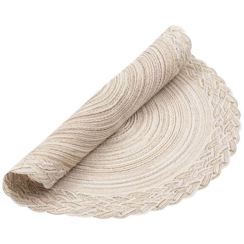 6 Pack 15 Inch Round Braided Cotton Placemats for Kitchen Dining Table - Picture 5 of 9