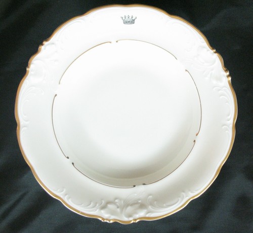 Rare KPM Embossed 10" Rimmed Soup Bowls or Deep Dinner Plates W/ Crown Logo - Picture 2 of 6