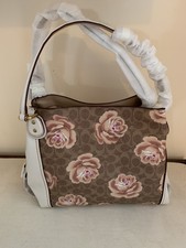 Coach 31699 Charcoal Blue Signature Rose Printed Leather Edie 31 Shoulder Bag