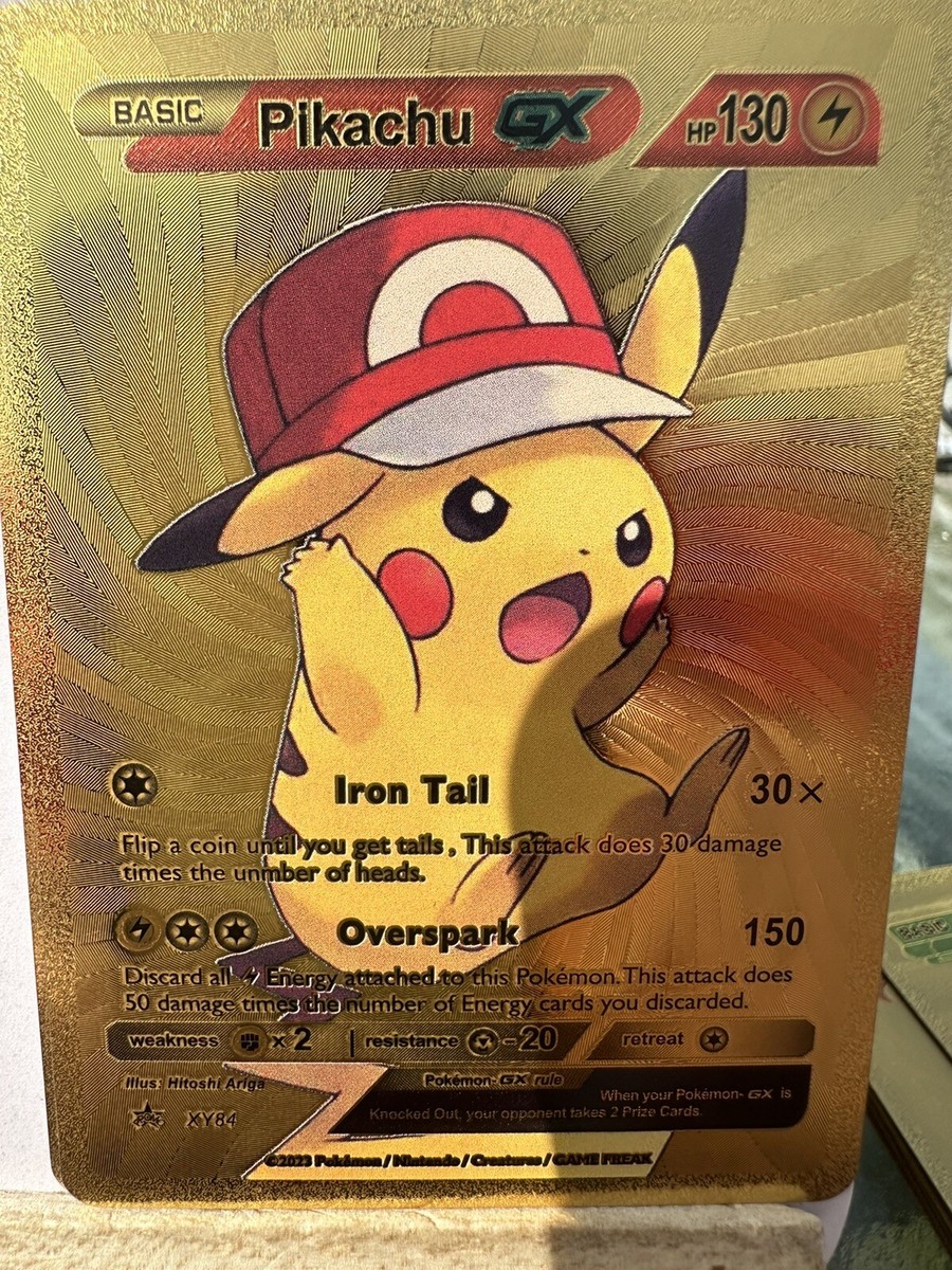 ピカチュウ アートスタイルカード HP90 Pikachu Metal Gold Foil Pokemon Card Fan Art Display Card