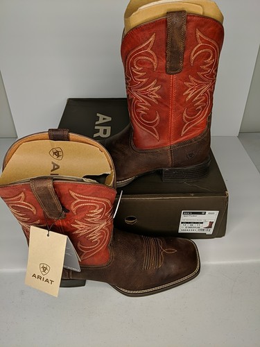 Ariat Herren Sport Pardner Matt Rebel Braun & Blutrot Eckige Zehe Stiefel Gr. 12 - Bild 7 von 15