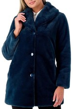 Dennis Basso Faux Fur Relaxed Fit Coat Rich Teal