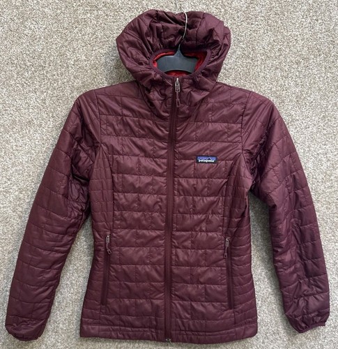 Patagonia Damen Maroon Hooded Nano Puff Primaloft Zip Jacket Size XS 84226