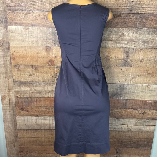Vestido Vaina Jil Sander Azul Oscuro Sin Mangas Plisado Talla 34 EE. UU. 4 - Imagen 5 de 11