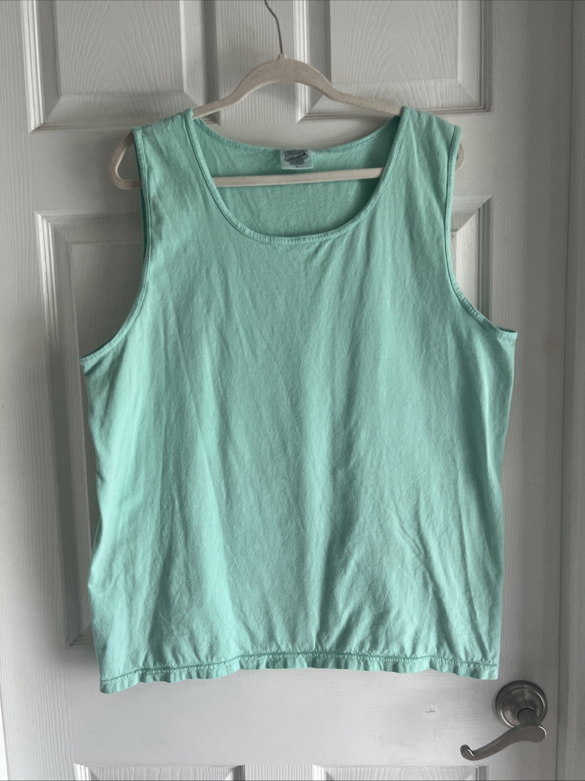 Large Comfrt Colors Mens Tank Top Sleeveless Shirt Turquoise Blue Cotton 