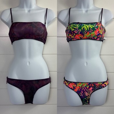 Maaji Bikini Swimsuit Lattice Reversible Purple Multicolor Print sz S