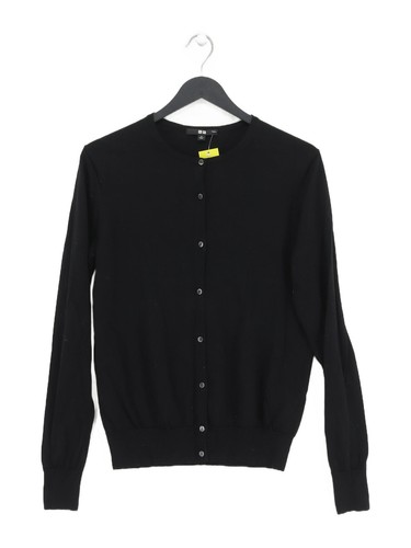 Uniqlo Damen Strickjacke M schwarz 100% Wolle Rundhals Cardigan - Bild 1 von 5