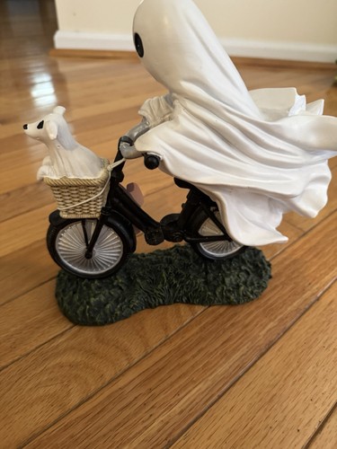 Goblin & Ghoul Ghost Riding Bike Ghost Puppy Dog VIRAL Halloween Figurine NWT - Picture 3 of 5