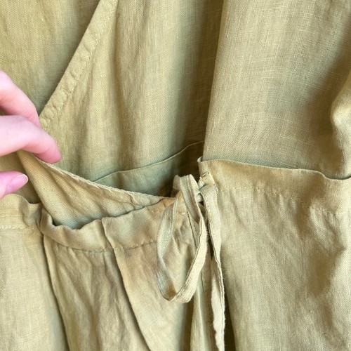 Vintage Y2K 90s 100% Linen Wrap Dress M L Minimalist Lagenlook Toast Style - Picture 11 of 21